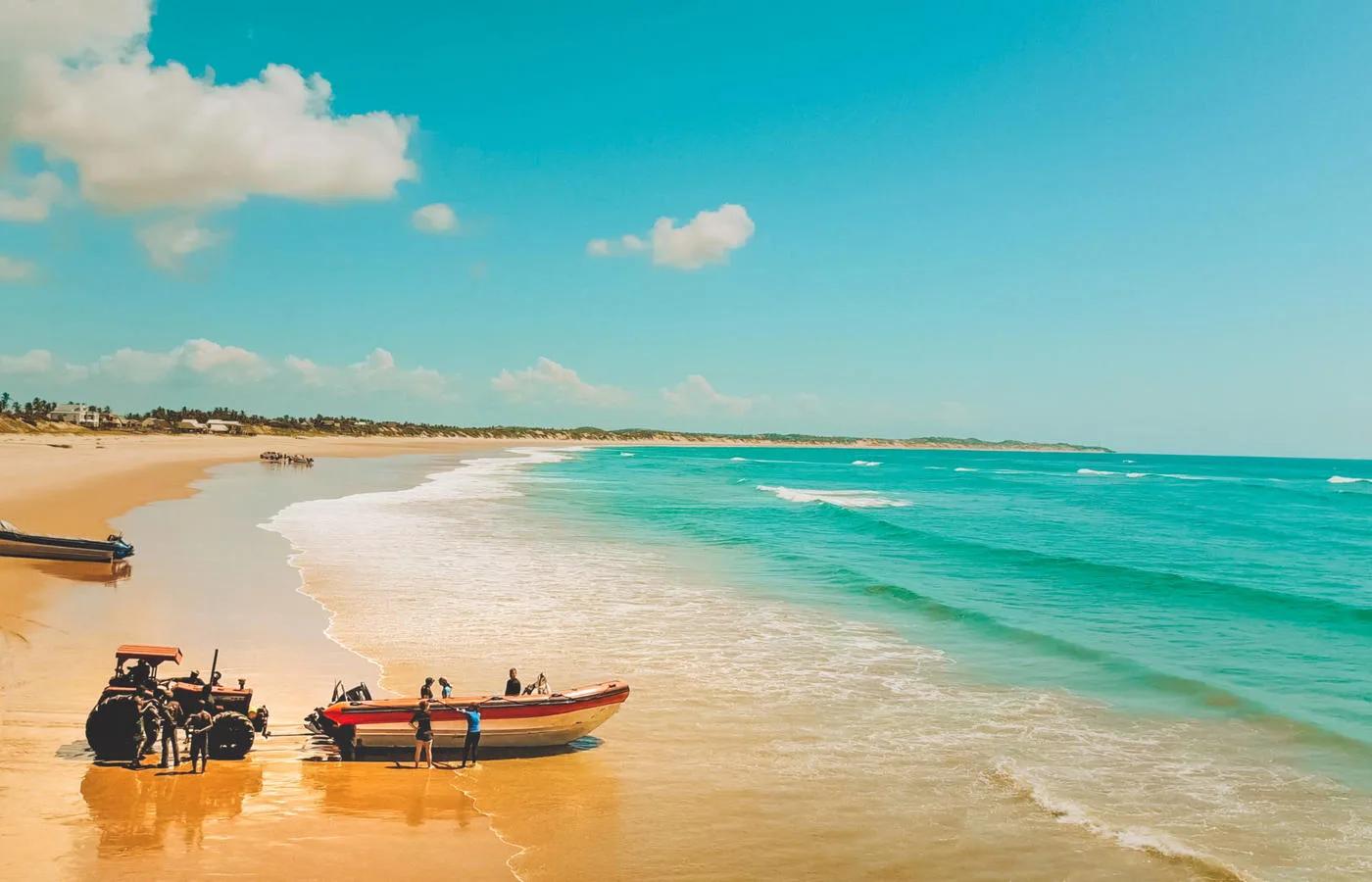 Traditional dhow sailing in the tranquil bay near Inhambane