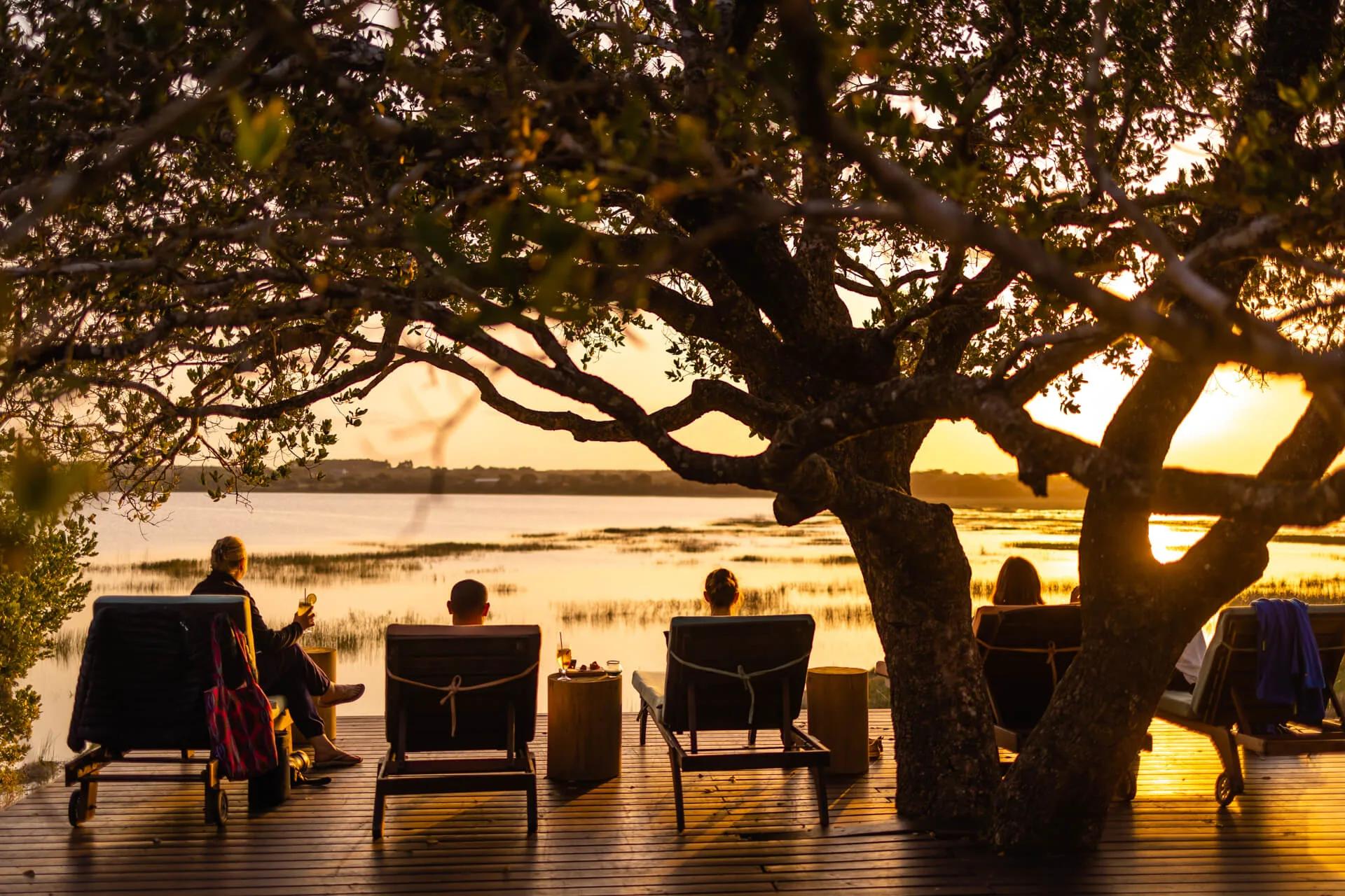 Sunset sundowners by the lake
